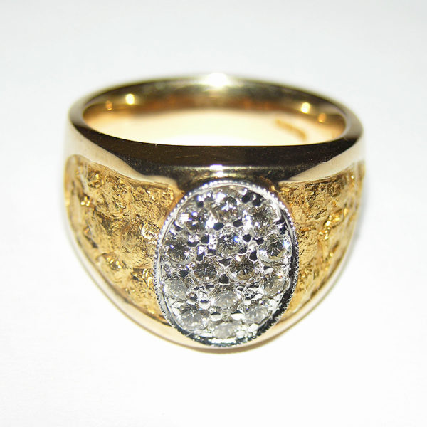 Gold Nugget and Diamond Ring