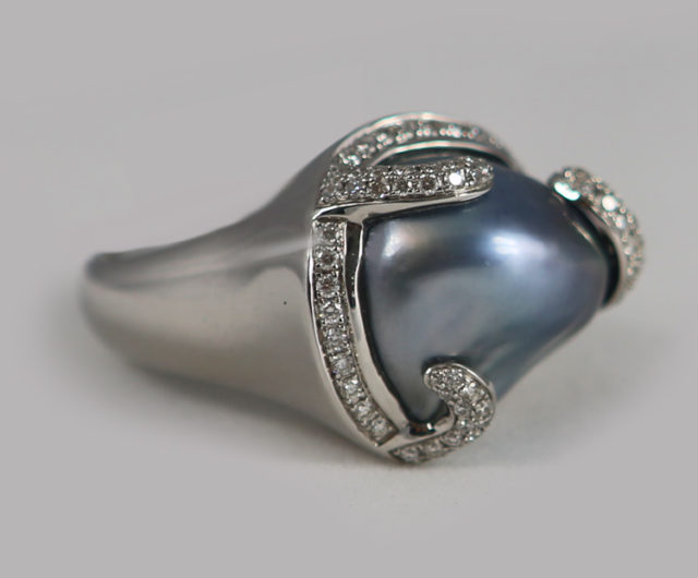 Tahitian Pearls & Diamond Ring