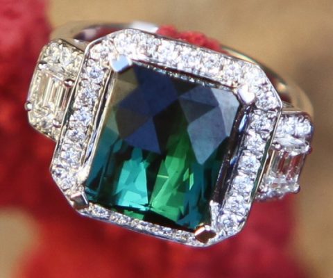 Fine Tourmaline and Diamond Ring